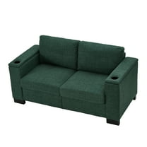 Modern 2 Seaters Sofa, Polyester Upholstered Loveseat Couch with Cup Holders and Storage for Living Room Office Apartment