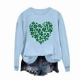 thumbnail image 4 of Guzom Light Blue Womens Shamrock Heart Sweatshirt - St. Patrick's Day Lucky Crew Neck Long Sleeve Relaxed Fit Festive Top,Size L, 4 of 7