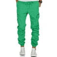 thumbnail image 2 of toraway Men Jean Shorts Stretch Mens Cotton Casual Pants Solid Color Comfortable Drawstring Pocket Color Matching Design Overalls Pants Pants Casual Pants M, 2 of 4