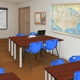 thumbnail image 2 of 66" x 24" Kee Training Table- Cherry/ Chrome & 2 'M' Stack Chairs- Blue, 2 of 7