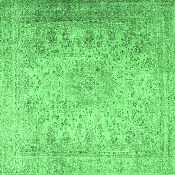 Ahgly Company Indoor Square Persian Emerald Green Traditional Area Rugs, 4' Square