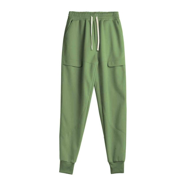 Lovzfmll Men's Solid Color Casual Utility Pants, Relaxed Fit, Drawstring Elastic Waist, Pockets for Everyday Green, 2XL