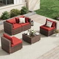thumbnail image 4 of UDPATIO Patio Furniture Sets, Modular Rattan Outdoor Patio Sectional Furniture Sofa Set, Wicker Patio Conversation Set for Backyard,5PCS, 4 of 10