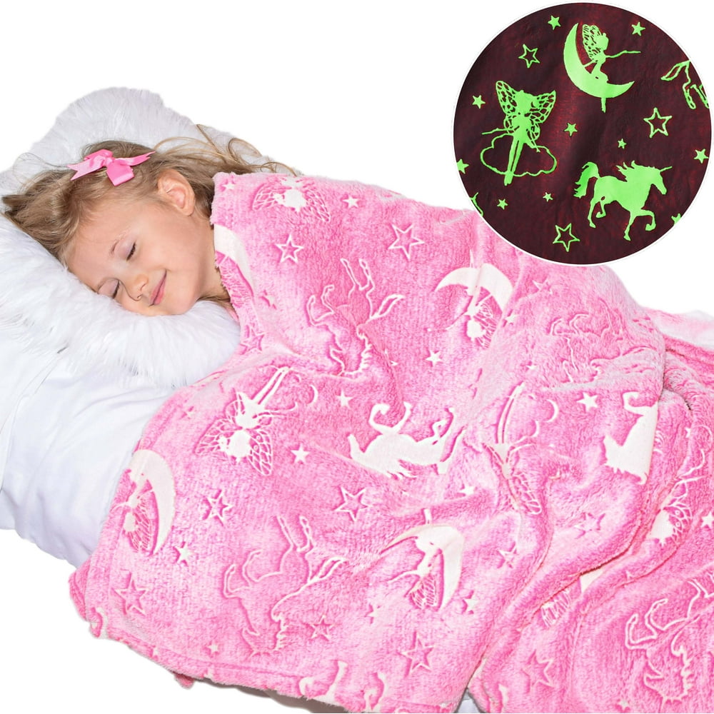 Unicorn Blanket Glow in the Dark Luminous Fairy Blanket for Kids Soft