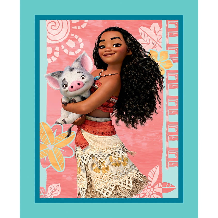 Disney-Moana 43/44" Wide 100% Cotton D/R-Moana And Pua Panel, 10 Yards