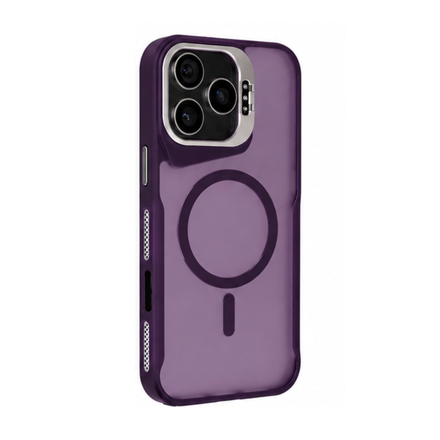 Matte Clear Camera Stand Case with Wireless Charging for iPhone 17 Pro Max - Purple