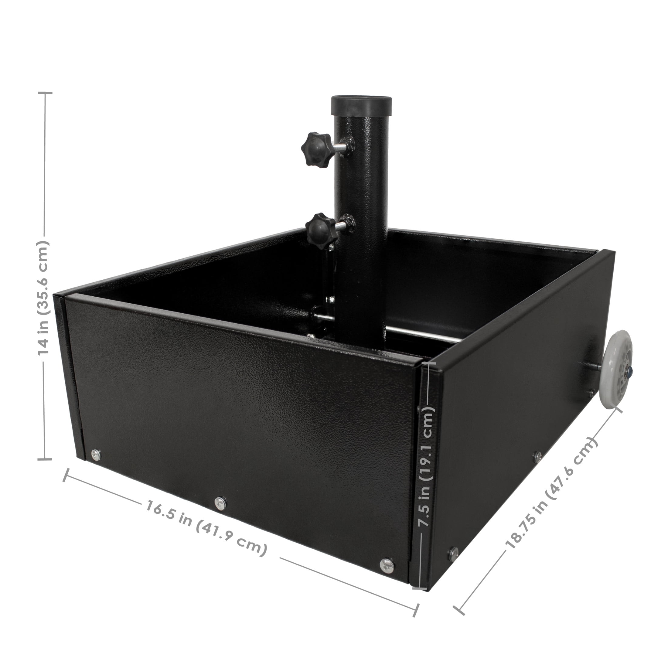 Sunnydaze 100 lb Black Square Powder-Coated Steel Market Umbrella Base