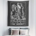 thumbnail image 2 of Tapiz de cartas del Tarot del ermitaño (blanco y negro) - Grim Reaper - Decoración gótica del hogar de Halloween para colgar en la pared (73x 95 CM), 2 of 3