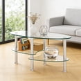 thumbnail image 4 of Noble House Transparent Oval Glass Coffee Table,Stainless Steel Leg,Transparent, 4 of 10