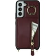 thumbnail image 6 of Samsung Galaxy S21 FE Case with Card Holder for Women, Galaxy S21 FE Phone Case Wallet with Strap Credit Card Slots Crossbody with Kickstand Zipper Shockproof Case for S21 FE - Red Wine, 6 of 18
