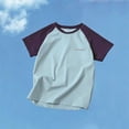 thumbnail image 4 of SAWOBUUN Boys Athletic Performance T-Shirt Kids Quick Dry Raglan Sleeve Crewneck Tee Breathable Color Block Active Top for Sports Running, 4 of 6
