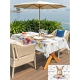 thumbnail image 4 of Outdoor Tablecloth with Umbrella Hole and Zipper, Bunny Easter Rectangle Table Cloth 54x80 Inch Waterproof Tablecloth, Spring Floral Pastoral Wooden Picnic Table Cover for Patio Camping, 4 of 7