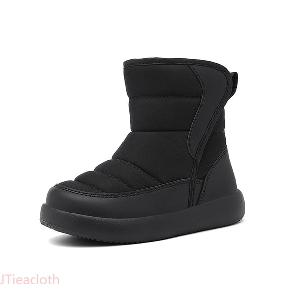 JTieacloth Kids Waterproof Snow Boots Non- Sole Lined Warm Winter Boots for Toddler Girls(Black)