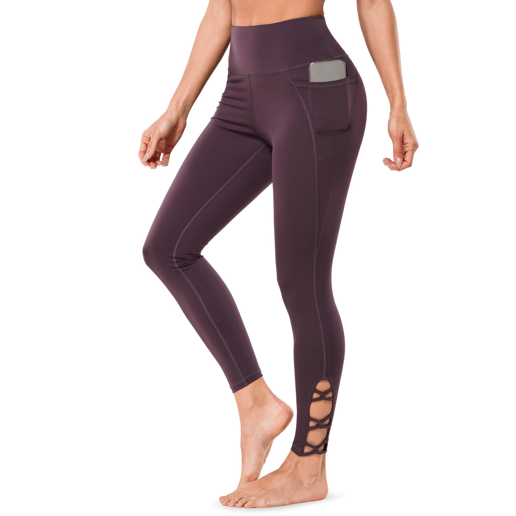 Nebility High Waisted Yoga Leggings Cutout Pants with Pockets, 7/8 Cute Leggings for Women(Purple 3X-Large), Women's, Size: 3XL