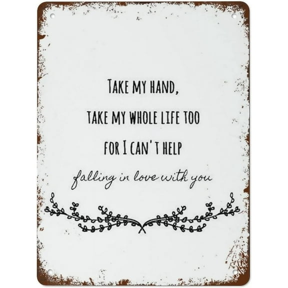 Funny Vintage Metal Signs I Can't Help Falling in Love with You Chalkboard Style Retro Poster Wall Art Tin Sign (Aluminum) Size: 8 x 12 inch