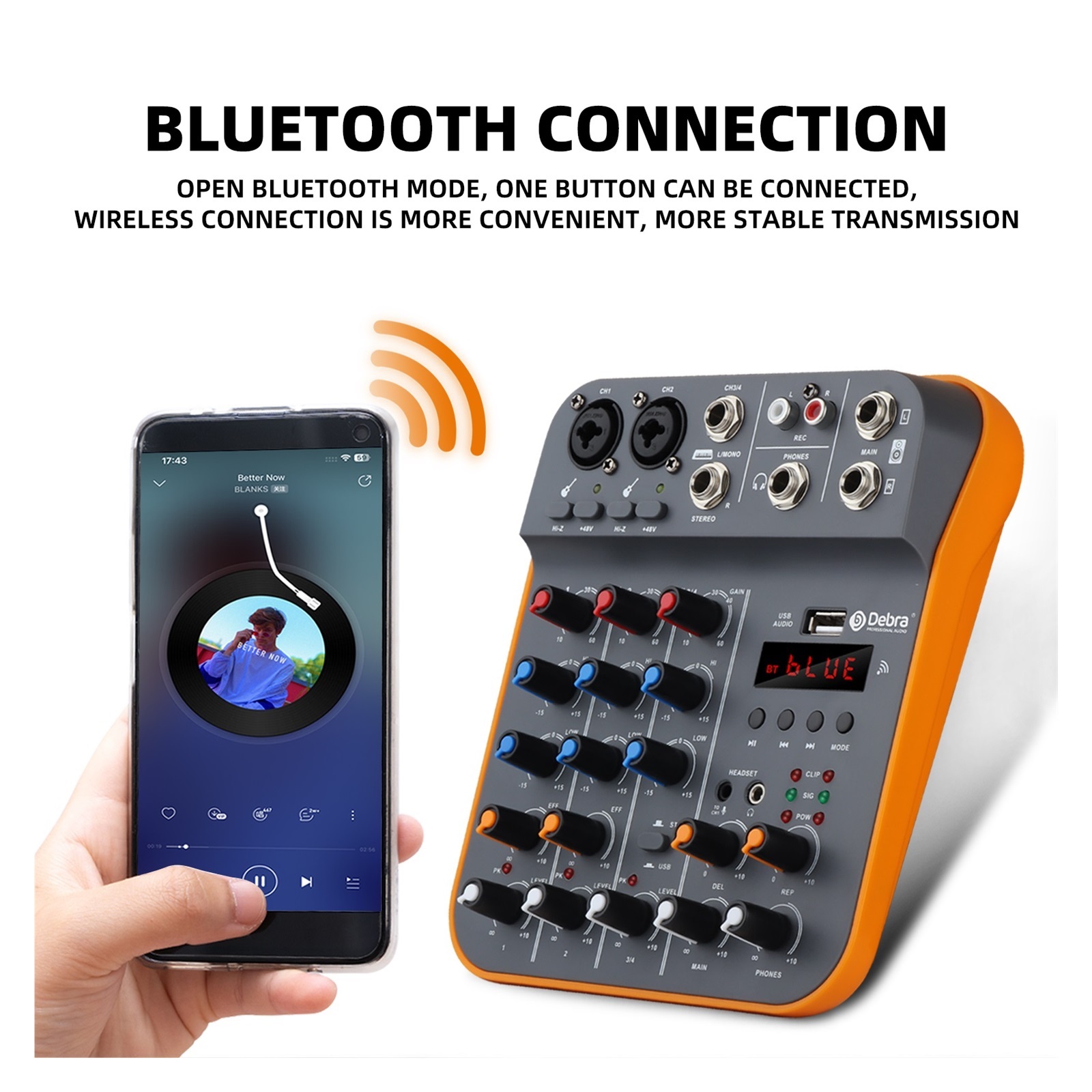 D4M DJ Console Mixer 4 Channel Phantom Power USB DJ 5V Custom Power Console For PC Singing Musical Instrumen ,Easy to Operate