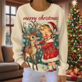 thumbnail image 4 of DailyTrove Womens Xmas Girl Reindeer Sweater - Loose Long Sleeve, Holiday Casual Wear,Khaki,XL, 4 of 6