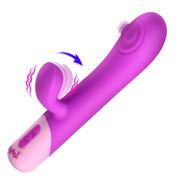 Bang! Clit Tapping Pulsing Rechargeable Silicone Rabbit Vibrator, Purple
