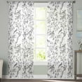 thumbnail image 3 of Flower Bird Semi Sheer Curtains 96 Inch Length 2 Panels Set, Grey Elegant Floral Spring Plant Watercolor Sheer Kitchen Curtain Privacy Voile Window Curtain for Living Room Bedroom Rod Pocket Drapes, 3 of 7
