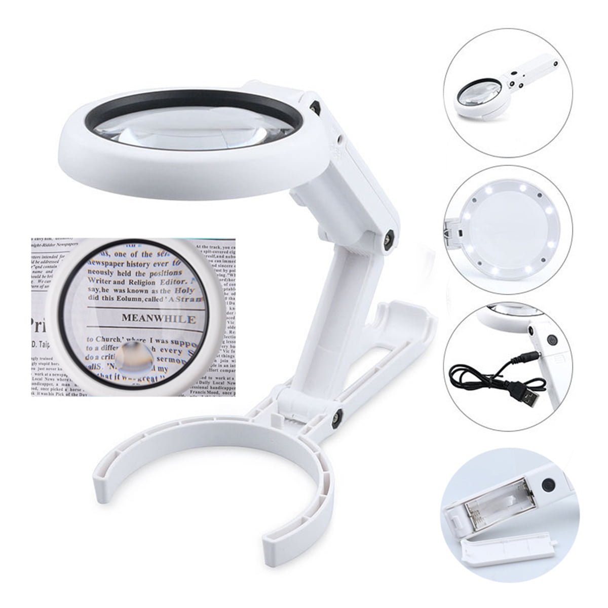 Magnifying Glass with 8 LED Lights, Handsfree Magnifier, [5X+11X] Dual Magnification  Lens, Gentle & Bright Light Settings- Ideal for Reading Books, Jewlery,  Coins, Craft & Hobbies 