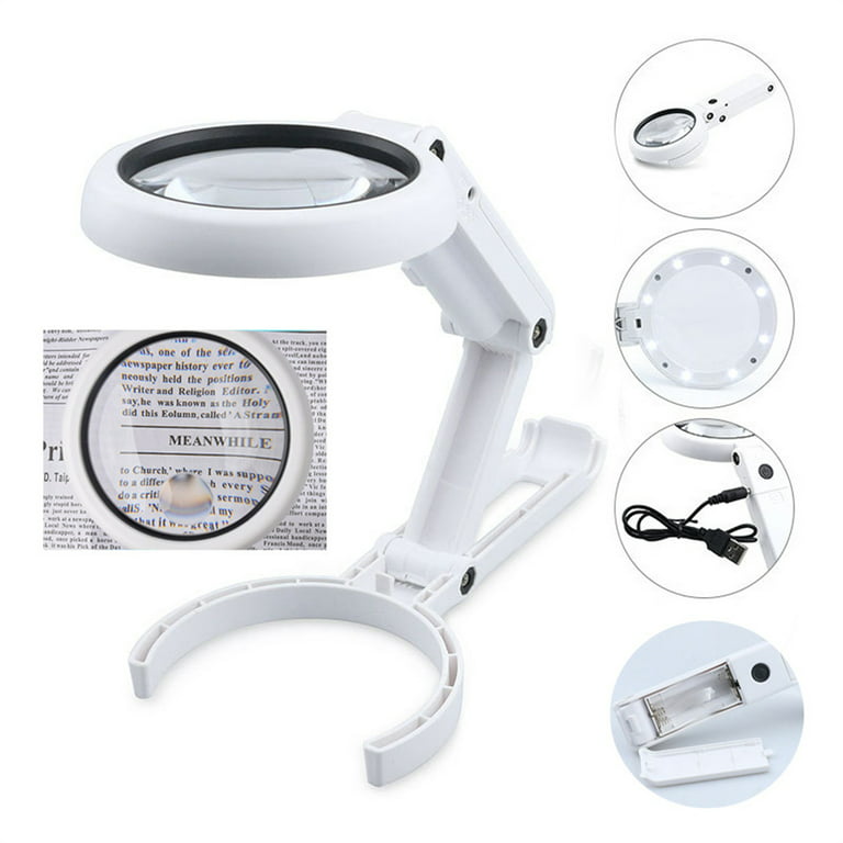 Magnification 3X Handheld Coin Magnifying Glass With LED Light 131mm Large  Lens Lighted Reading Magnifier UV Detecting Loupe - AliExpress