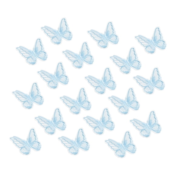 Uxcell 20Pcs Adornos de Apliques de Mariposa, Parches de Organza de Doble Capa de 2.4 pulgadas para Vestido de Boda Sombrero, Azul Claro