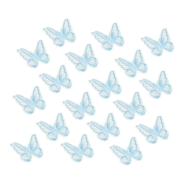 Uxcell 20Pcs Adornos de Apliques de Mariposa, Parches de Organza de Doble Capa de 2.4 pulgadas para Vestido de Boda Sombrero, Azul Claro