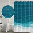 thumbnail image 4 of Polyester Fabric Ombre Teal Waves Shower Curtain, Abstract Art Gradient Modern Waterproof Bathtub Curtain Bathroom Decor Set with Hooks 72 x 84 Inches, 4 of 6