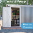 thumbnail image 6 of 14X10FT Outdoor Steel Storage Shed with 3 Lockable Door, Utility Garden Shed with 4 Air Vents and Sloped Roof, Weather Resistant Organization for Garden, Lawn, Gray, 6 of 9