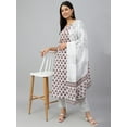 thumbnail image 4 of Janasya Indian Women's White Cotton Floral Block Print Kurta with Pant and Dupatta, 4 of 10