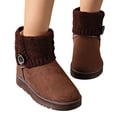 thumbnail image 4 of BXJX Womens Mid-Calf Boots, Fleece-Lined Warm Non Slip Slip On Snow Boots Coffee Size 6, 4 of 6