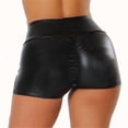 thumbnail image 2 of ALSLIAO Pantalones cortos sexis de PU de cintura alta para mujer, pantalones cortos casuales ajustados de verano elásticos, negros M, 2 of 8