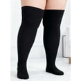 thumbnail image 2 of Spencer Plus Size Thigh High Socks for Womens Soft Extra Long Over the Knee Stockings Leg Warmer Boot Socks for Ladies, Black, 2 of 9