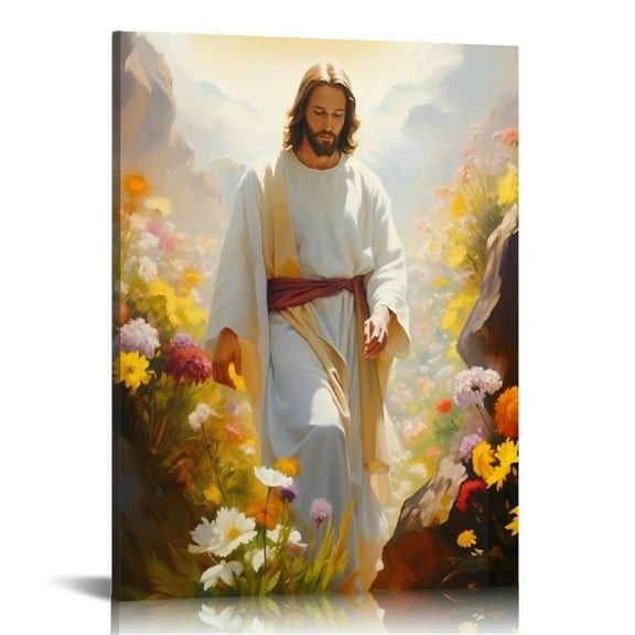 Jesus Wall COMIO Painting Picture, Christian God Canvas Print Poster Decor for Living Room, 12"X16"