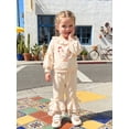 thumbnail image 4 of RUINIXCW Toddler Girls Fall Outfits Floral Chicken Embroidery Ruffle Sweatshirt and Elastic Bow Flare Pants Set 2 Piece Clothes, 4 of 9