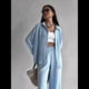 thumbnail image 4 of Conjuntos de 2 Piezas para Mujer: Conjuntos Casuales de Salón, Camisas de Larga con Botones y Pantalones de Pierna Azul XXL, 4 of 10