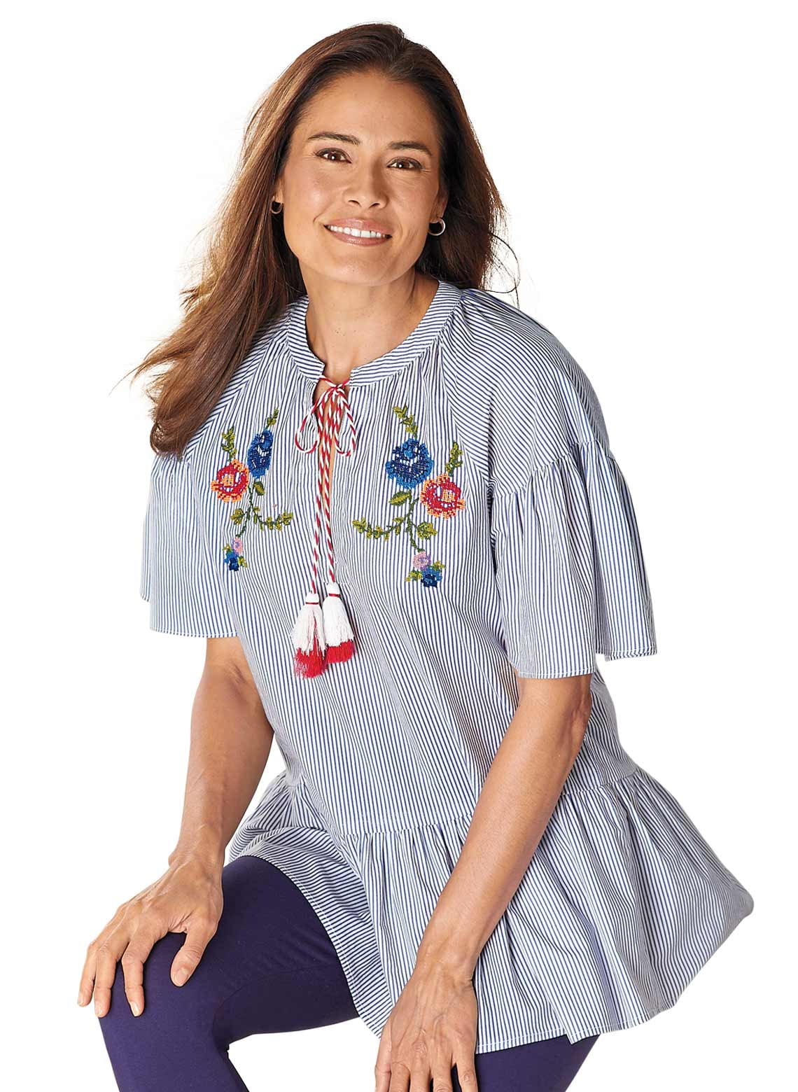 Denim Peplum Top main image 0