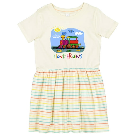 Inktastic I Love Trains Girls Toddler Dress