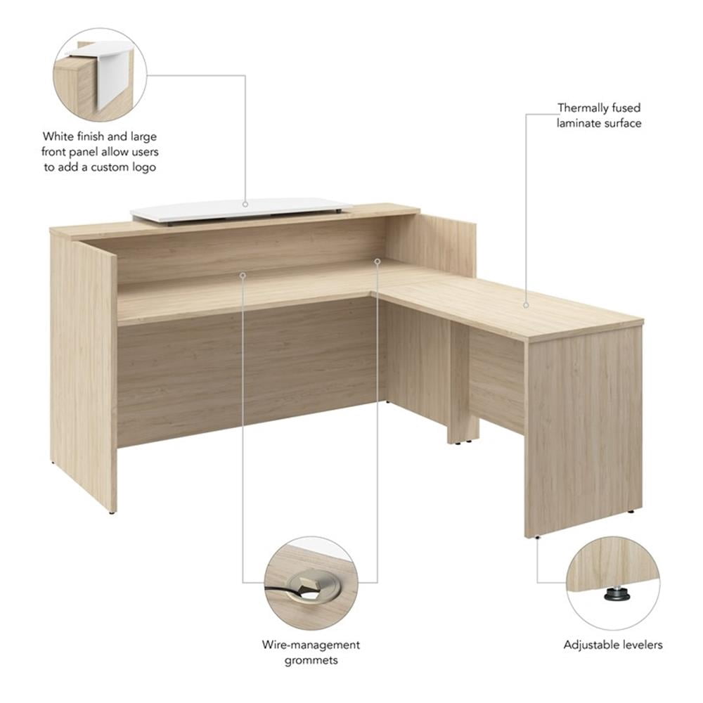 Arrive 72W x 72D L Shaped Reception Desk in Natural Elm - Engineered Wood