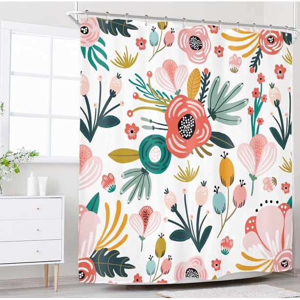 Teal and Orange Orchid Shower Curtain Reflection Floral Tropical
