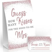 Pink Glitter How Many Kisses Game Sign and Cards Great For Baby Showers, Bridal Showers or Birthday