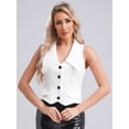 thumbnail image 4 of Zaldita Women's 4-Button Single Breasted Vests Sleeveless V Neck Regular Fitted Dressy Suit Work Office Waistcoats White S, 4 of 7