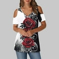 thumbnail image 1 of Soki Blouses à Épaules Dénudées pour Femmes en Liquidation Manches Courtes Col en V Tops à la Mode, 1 of 6