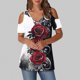 thumbnail image 2 of Tops de Algodón para las Mujeres Impresión de Manga Corta Cuello en V Fuera Del Hombro Blusa de Moda, Imitación de Algodón para el Hogar Diario, 2 of 9