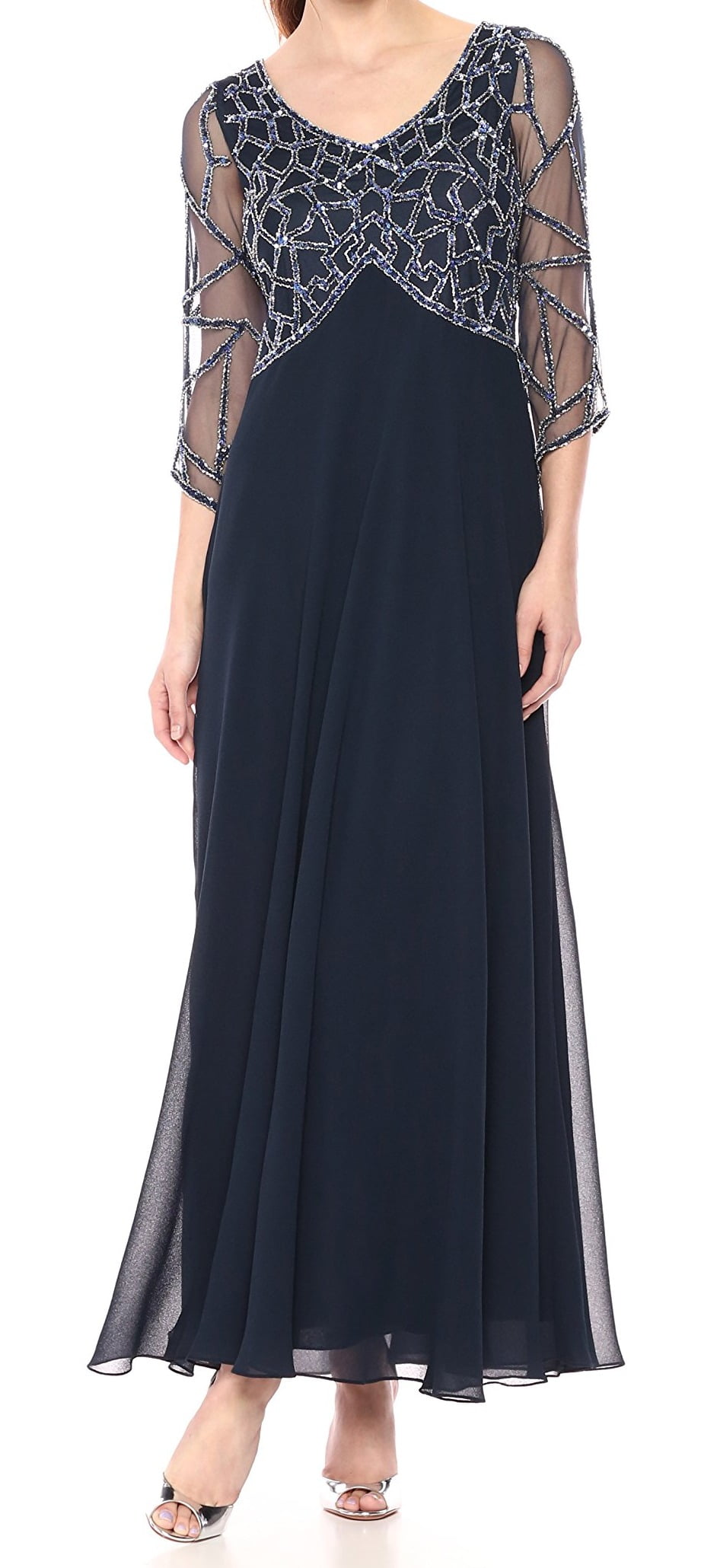 j kara v neck beaded gown
