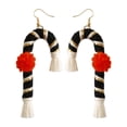 thumbnail image 2 of Pendientes de Tejido Yinane Serie Navideña Gota Colgante Bastón negro, 2 of 8