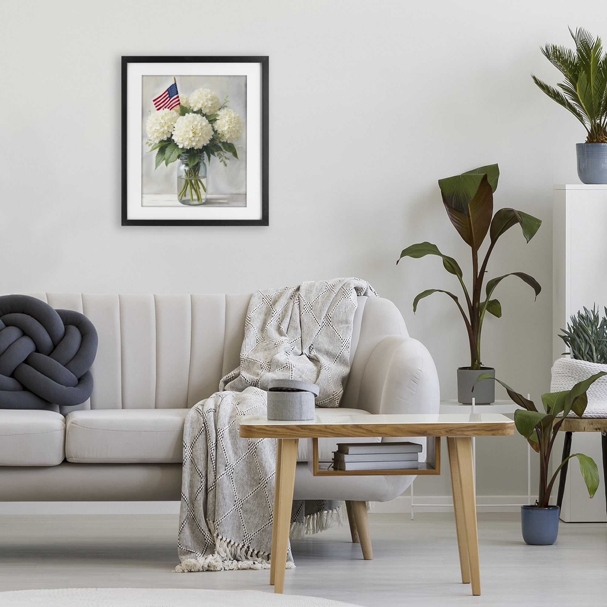 Stupell Industries Festive Patriotic Hydrangea Black Framed Print Under Glass, design by Kim Allen