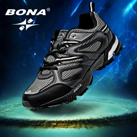 

BONA Men‘s Mesh Running Shoes Fashion Breathable Non Slip Sports Lace-Up Walking Sneakers For Winter Outdoor