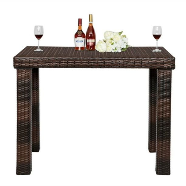 Cmgb 122*76*91cm Outdoor Furniture Woven Rattan Bar Table Iron Frame