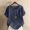 Navy, variant on Oplxuo Womens Cotton Linen Short Sleeve Tops Casual Crew Neck T Shirts Embroidered Blouse Plus Size Loose Fit Summer Tunics